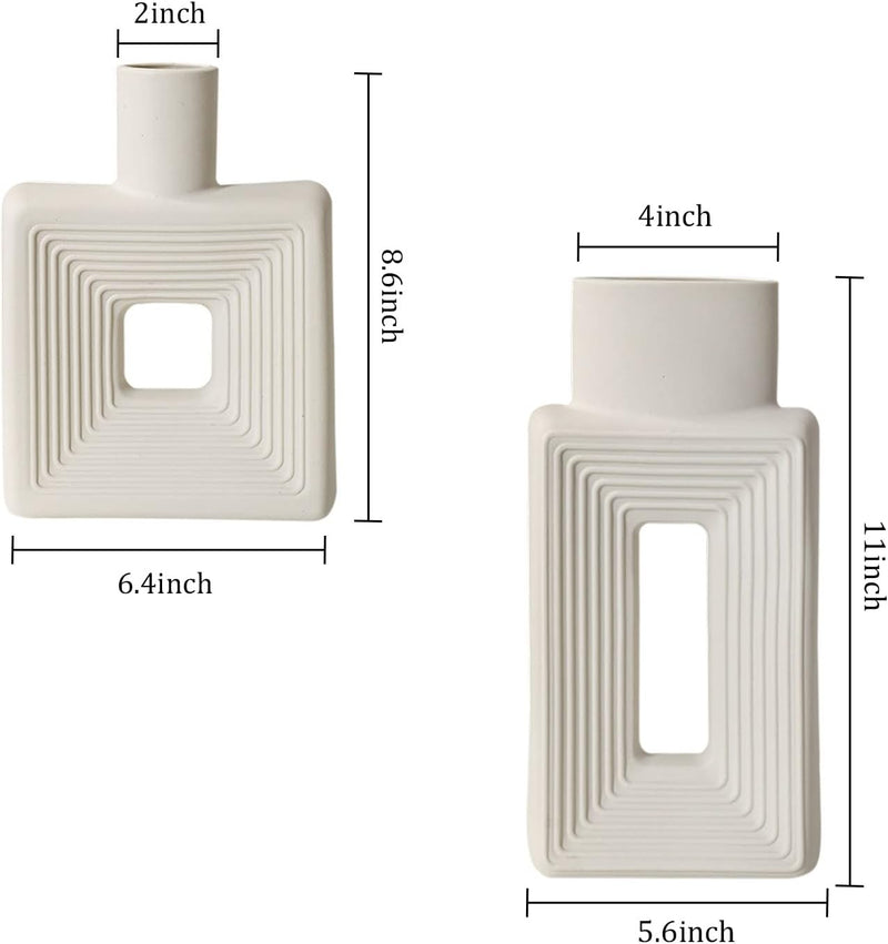 White Ceramic Vase Set of 2