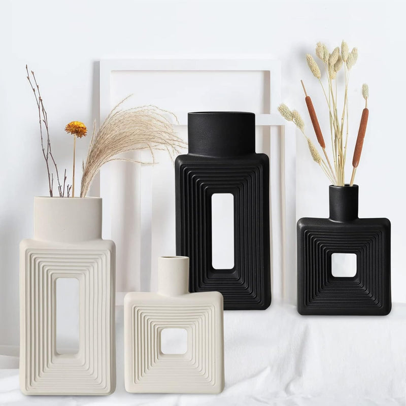 White Ceramic Vase Set of 2